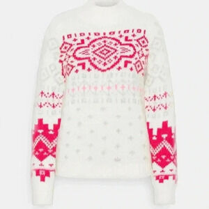 GAP TRIBAL PATTERN PINK HIGH NECK ALPACA WOOL SWEATER NWT SOZE MEDIUM